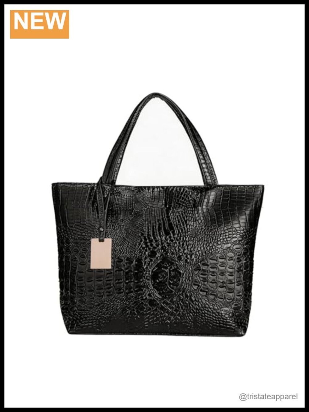 Womens Large Faux Leather Crocodile Tote Shoulder Bag Satchel Work Travel
